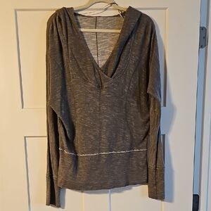 ALO Yoga Heather Gray V-Neck Hoodie